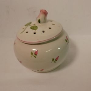 Teleflora Potpourri Ceramic Dish Rose Buds Pattern